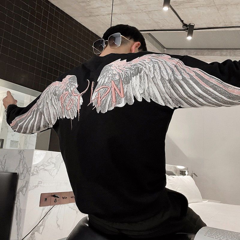 Jual Men's fashion brand wing printed sweater | Shopee Indonesia