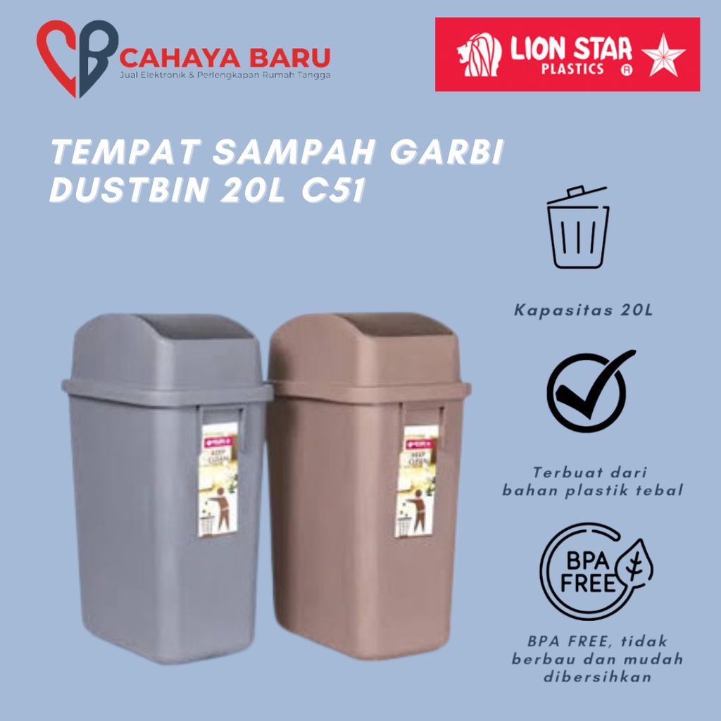 Jual Lion Star Garbi Dustbin 20l C51 Gojek Grab Shopee Indonesia