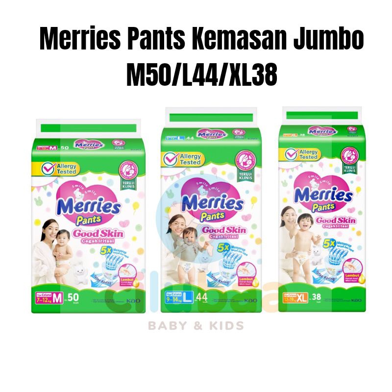 Jual Merries Pants Good Skin Jumbo M50 / L44 / XL38 / Merries Popok ...
