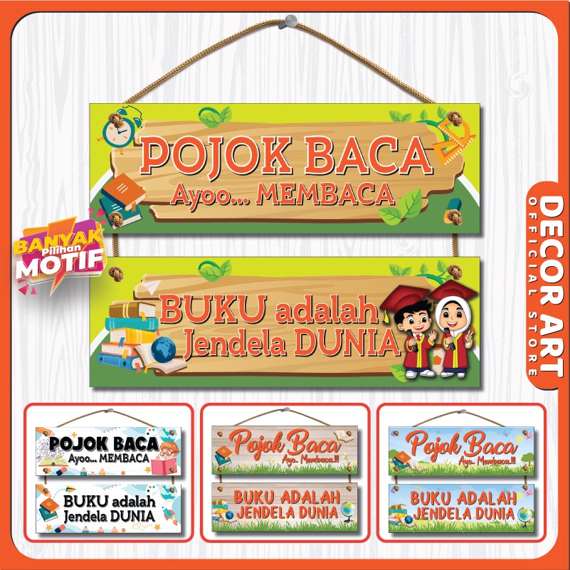 Jual Decorart 30x20 Cm Pojok Baca 2 Susun Hiasan Pajangan Dinding Gantung Tali Pintu Sekolah 8971