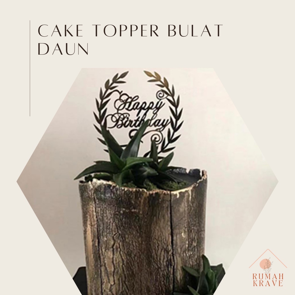Jual RUMAH KRAVE - Cake Topper Bulat Daun Happy Birthday Akrilik ...