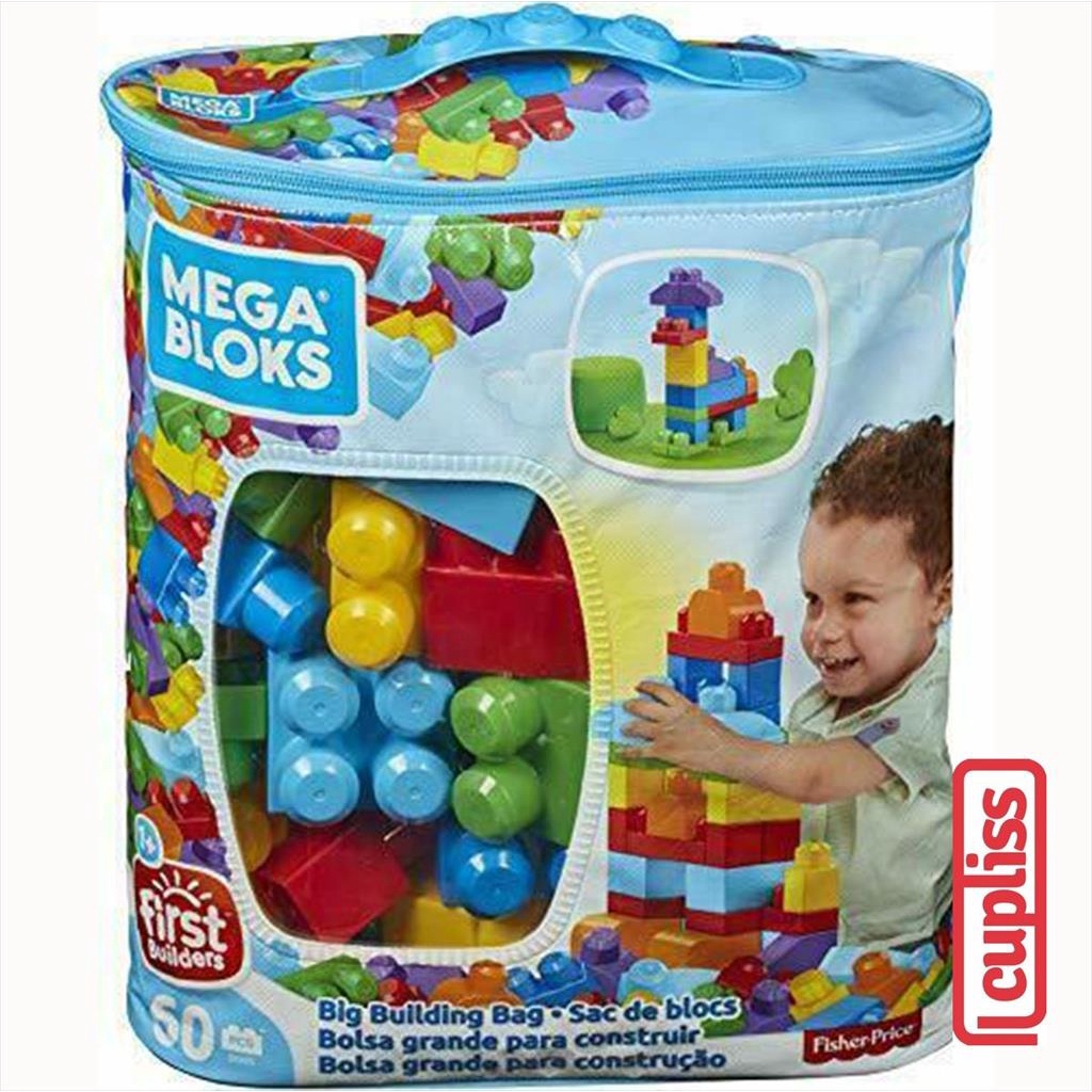 Jual Mega Bloks First Building DCH55 Big Building Bag 60 pcs Blue ...