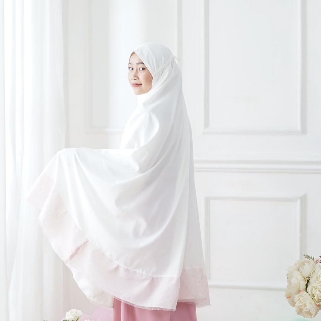 Jual Mukena Santri Gontor - Maryam Series Putih Pink / Mukena Polos ...