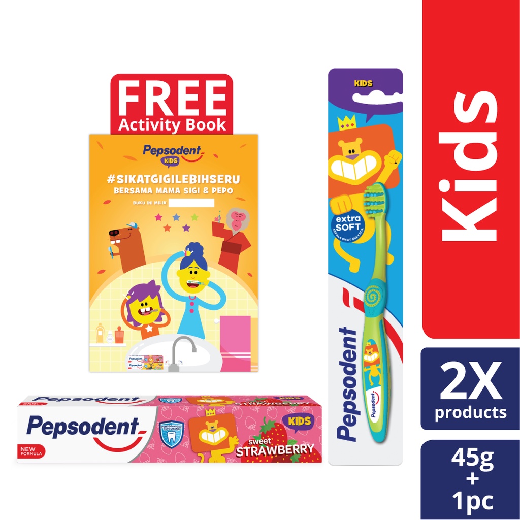 Jual [PAKET MANDI SERU] Pepsodent Toothbrush 1PC + Pepsodent Toothpaste ...
