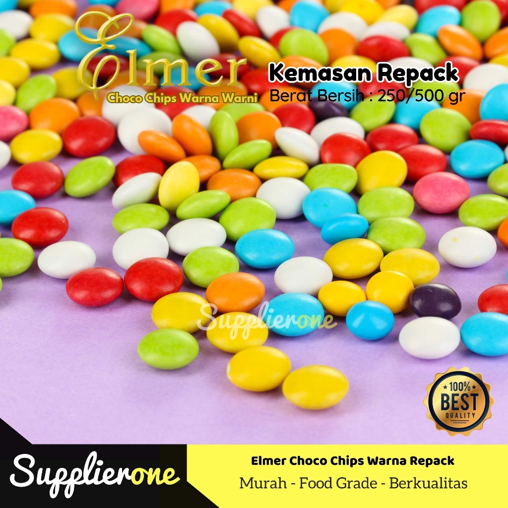 Jual Choco Chips Elmer Warna Warni / Choco Chip Repack Warna Warni ...