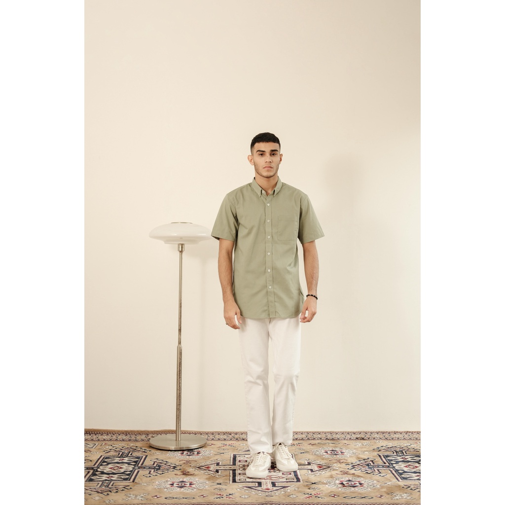 Jual LARUSSO Kemeja Basic Oxford Pendek - Sage Green L031 | Shopee ...