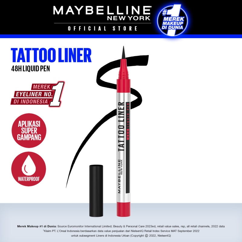 Jual Maybelline Tattoo Liner 48H Liquid Pen Eyeliner Waterproof Makeup ...