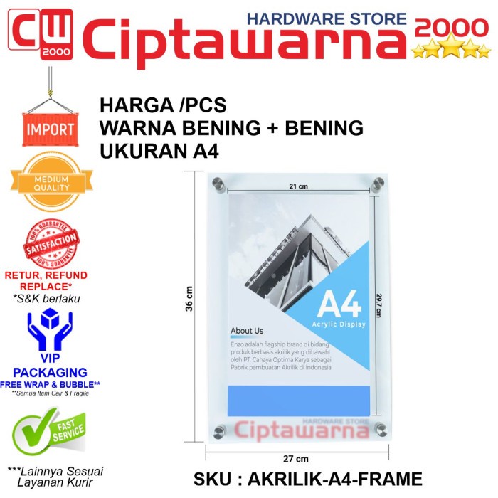 Jual Frame Bingkai Display Poster Akrilik Brosur Iklan Katalog Menu ...