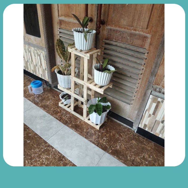 Jual RAK BUNGA MINIMALIS 5 POT/ RAK BUNGA UNIK/ RAK SERBAGUNA KAYU/ RAK ...