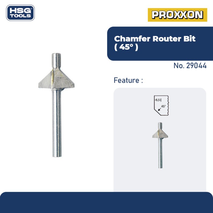 Jual PROXXON 29044 MATA PROFIL ROUTER TRIMMER BIT ANGLE CUTTER 45 ...