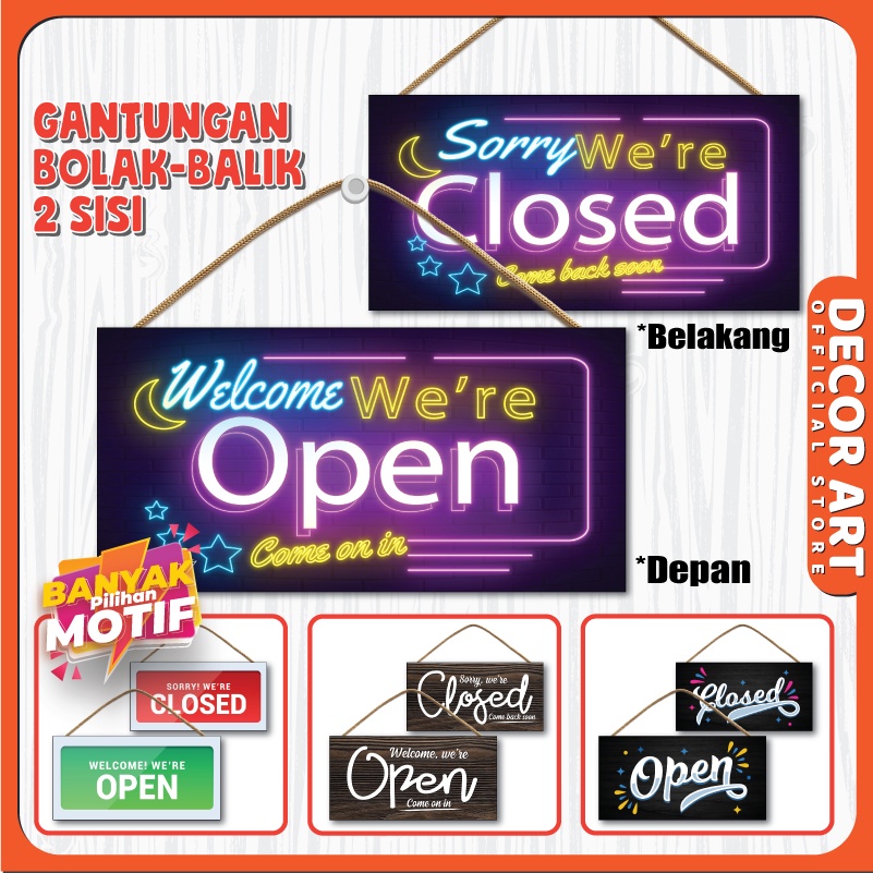 Jual DecorArt 20x10 Cm - Gantungan Open Closed Sign, Buka tutup papan ...