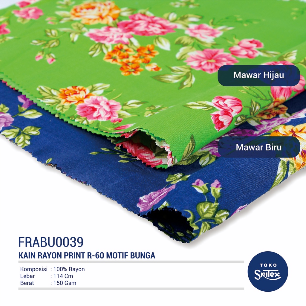Jual Toko Sritex Kain Rayon Print Bunga 0039 Premium Ekspor, R60. Harga ...