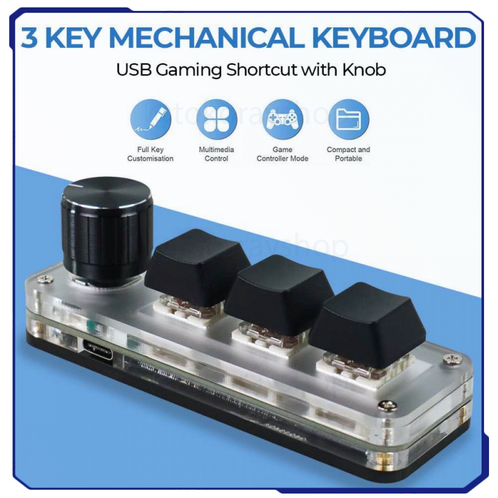 Jual 3 Key Mechanical Keyboard USB Gaming Shortcut with Knob - VD3 ...