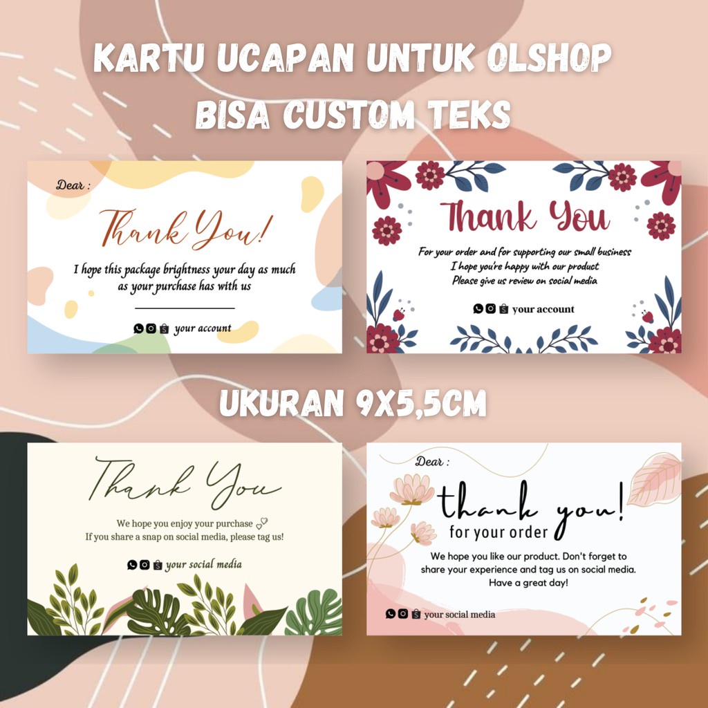 Jual 100 Pcs Thanks Card Kartu Ucapan Terimakasih Olshop Greeting Card Kartu Ucapan