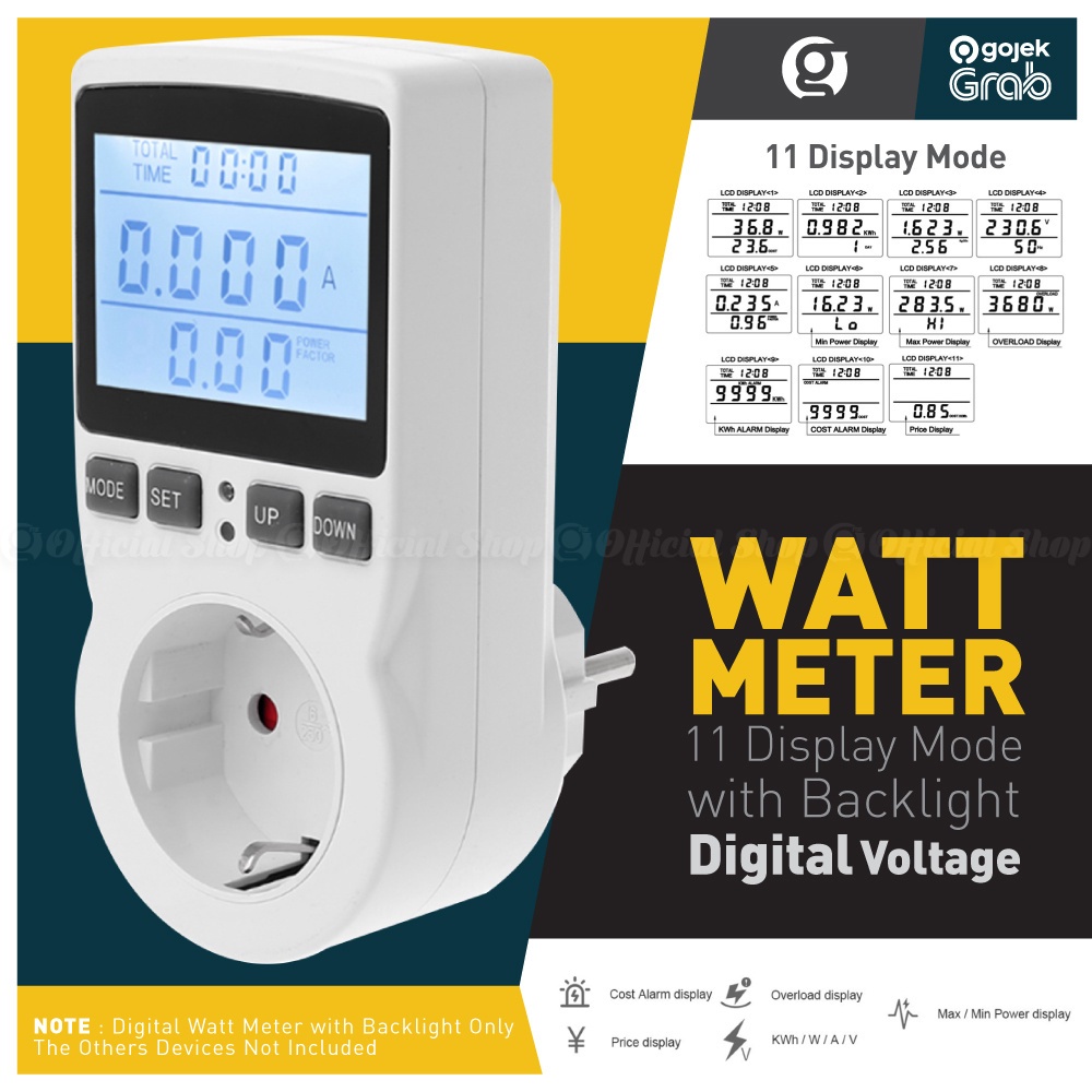 Jual Watt Meter Led With Backlight Lampu Ac Kwh Voltmeter Pengukur