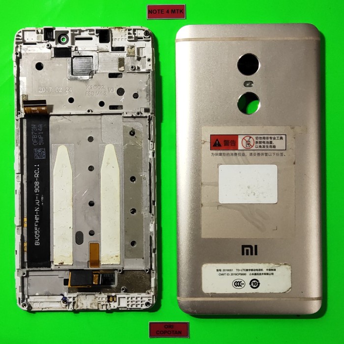 Jual FRAME PAPAN LCD PLUS BACKDOOR TUTUP BELAKANG REDMI NOTE 4 MEDIATEK ...