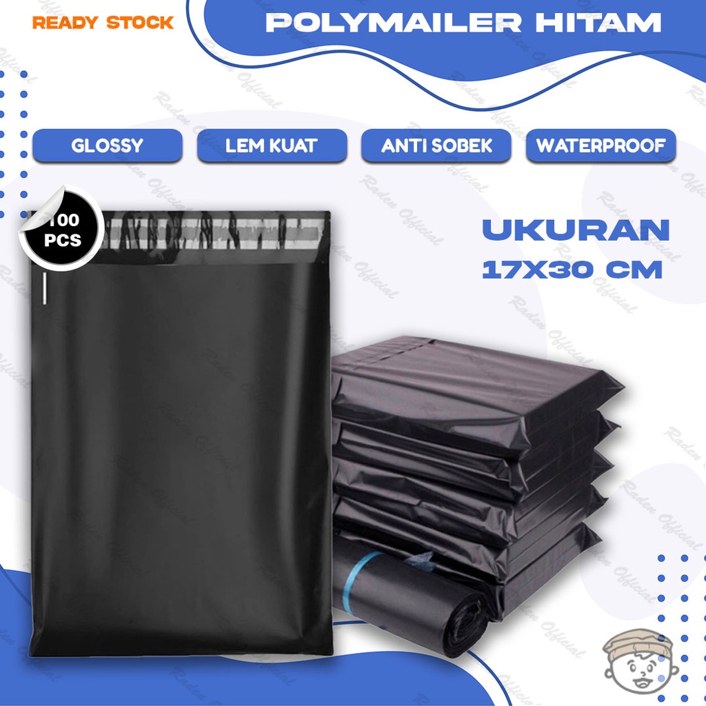 Jual Plastik Packing Polymailer Kantong Olshop Lem Isi 100 Hitam Uk 17x30 Shopee Indonesia 4861