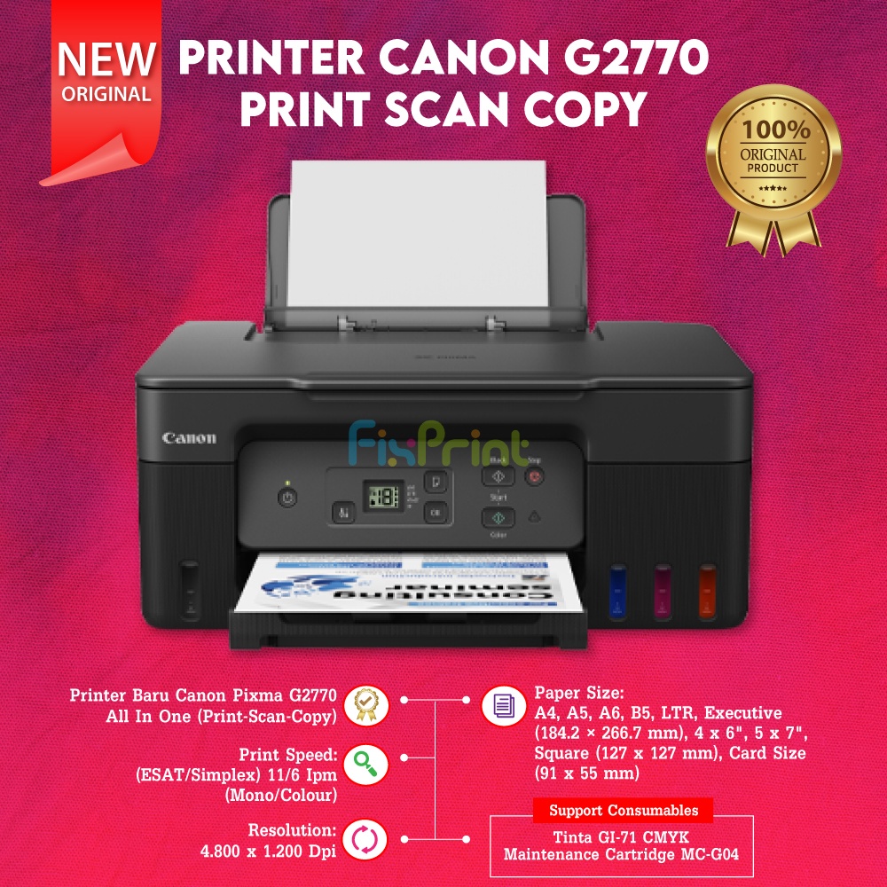 Jual Printer Canon Pixma G2770 G 2770 Print Scan Copy Tinta Original Gi71 Shopee Indonesia 7099