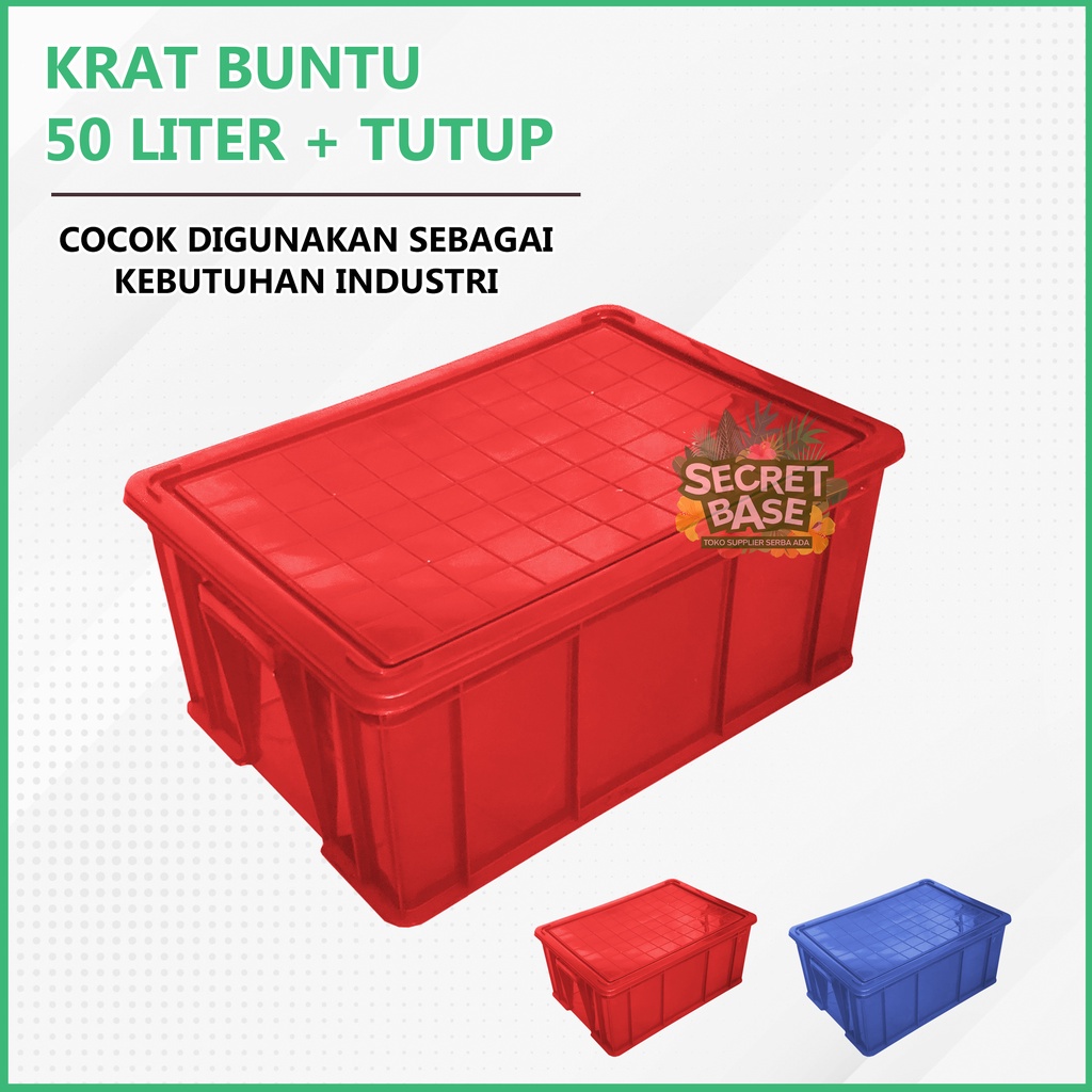 Jual KRAT BUNTU 50 LITER + TUTUP - Bak Kolam Tutup / Box Keranjang ...