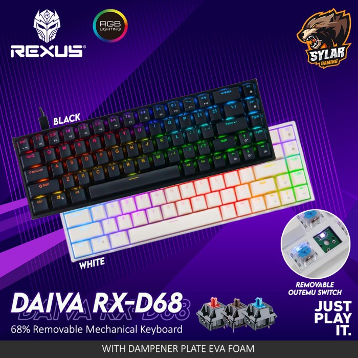 Jual Rexus DAIVA RX-D68 RGB 68% Outemu Removable Mechanical Gaming ...