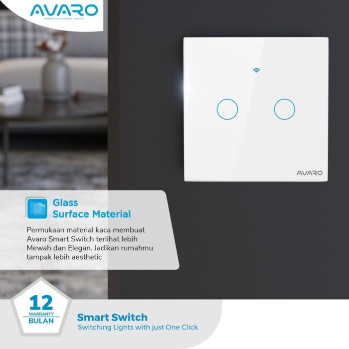 Jual AVARO SMART WALL SWITCH 2 GANG PUTIH / SAKLAR ON OFF 2 GANG PUTIH ...