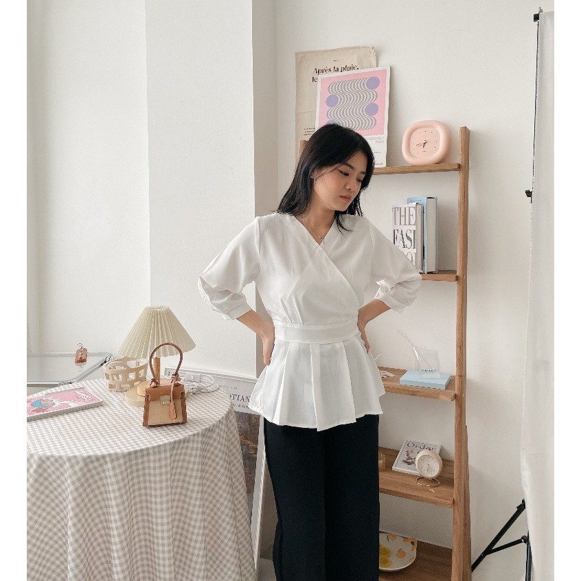 Duvelle Jade Kimono Blouse Long Sleeve - Atasan Blouse Korea Wanita Kimono Basic