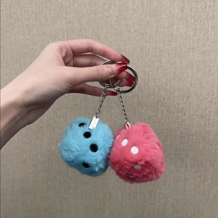 Jual Stussy Fuzzy Dice Keychain 22FW Gantungan Kunci Plushie