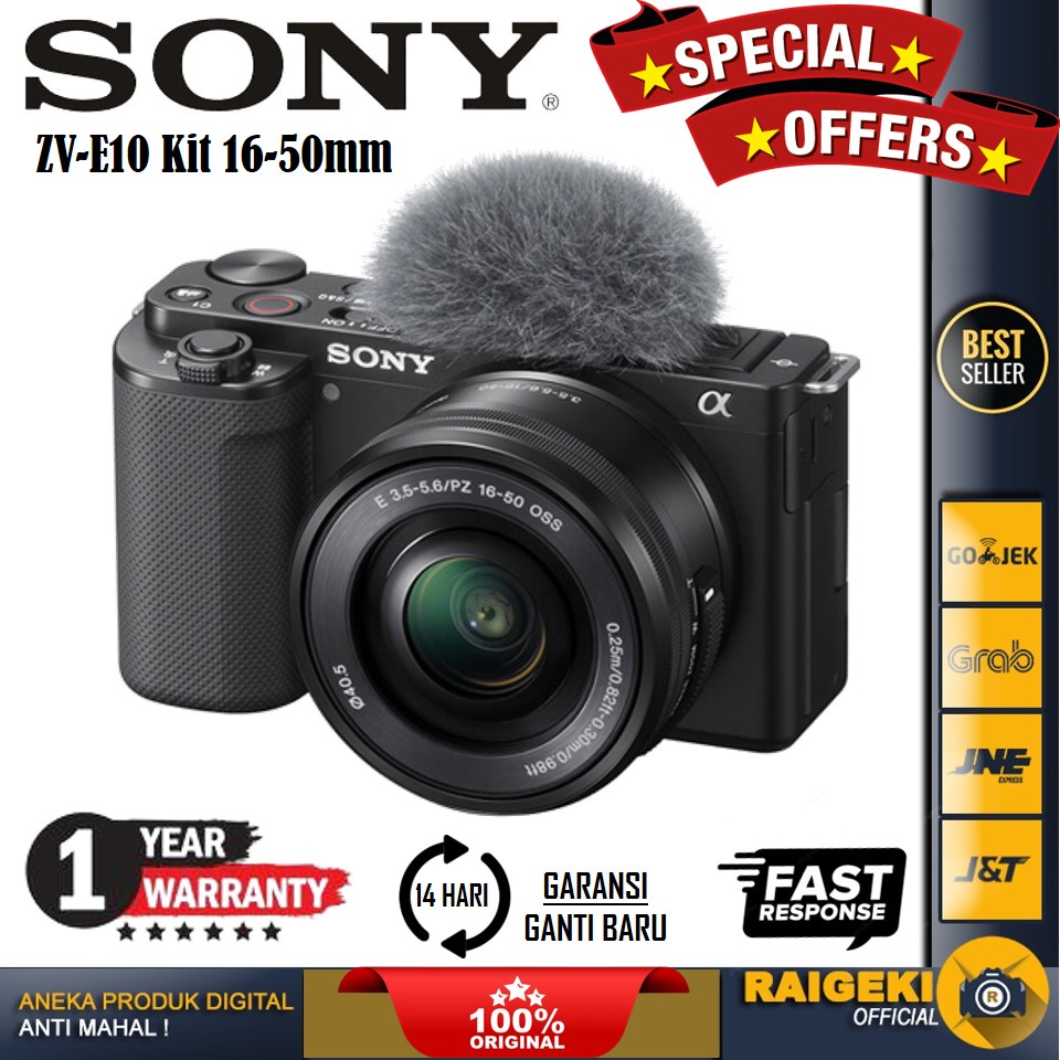 Jual SONY ZVE10 Kit 1650mm f/3.55.6 OSS Mirrorless Camera (Black