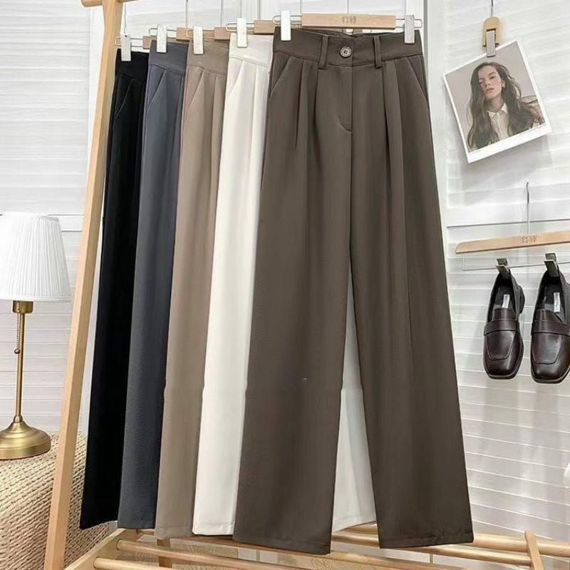 Jual Celana Kulot Crinkle Airflow Highwaist Wanita Loose Cullote Pants Kancing Depan Hidup