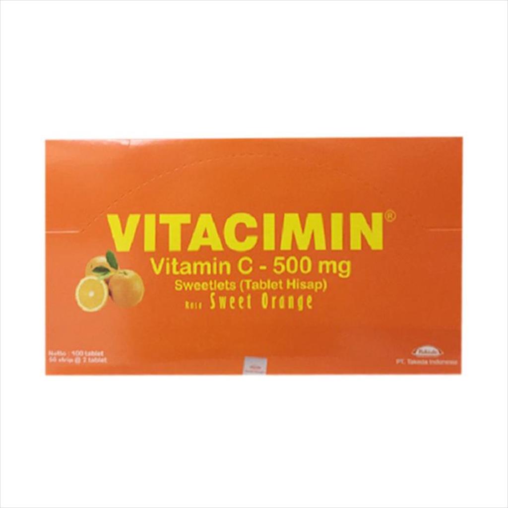 Jual VITACIMIN 500 MG RASA LEMON / ORANGE TABLET HISAP VITAMIN C 1 BOX