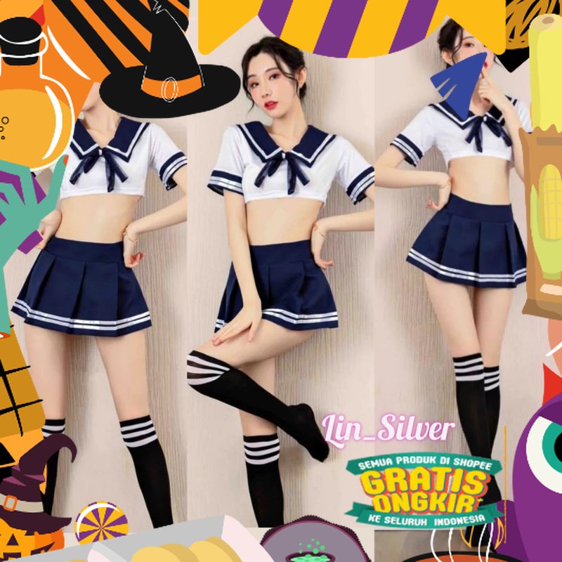 Jual Lingerie Cosplay Set Kostum Seragam Baju Sekolah Siswi Murid Pelajar Jepang Korea Kekinan 5267