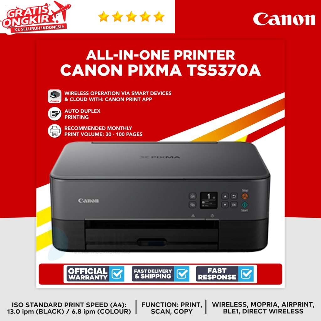 Jual Printer CANON PIXMA TS5370A All in One WiFi Bluetooth Duplex