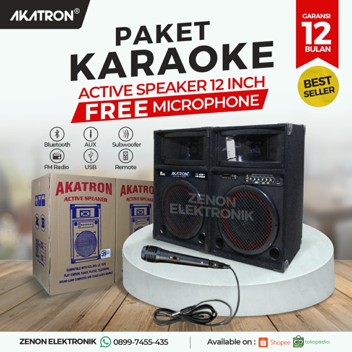 Jual Speaker Aktif Akatron Bt Inch Karaoke Free Microphone