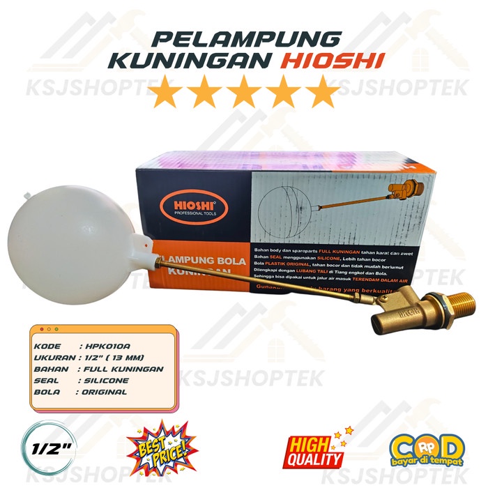 Jual Pelampung Air Bola Kuningan Hioshi 1 2 Inch Tandon Toren Otomatis