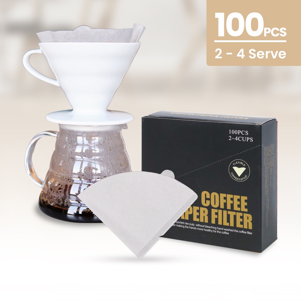 Jual Paper Filter V60 Kertas Saring Kopi Filter V60 Saringan Drip Coffee Size 01 / 02 100pcs