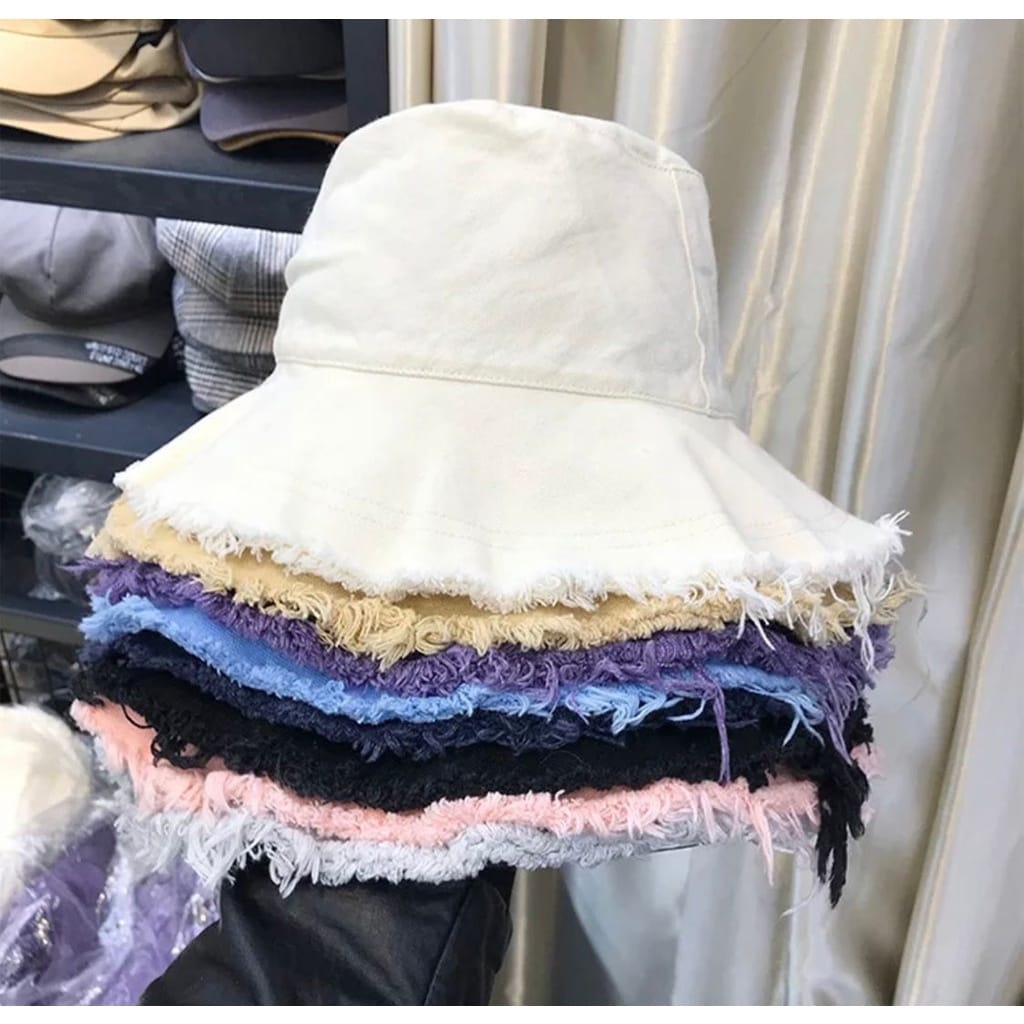 Jual Topi Bucket Rawis rumbai wanita topi bucket rawis bucket ripped ...