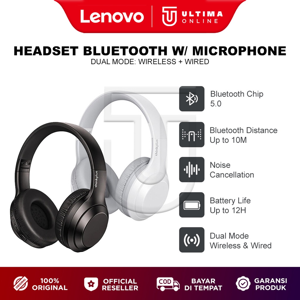 Jual LENOVO Headphone Bluetooth Thinkplus TH10 Earphone Wireless Stereo ...