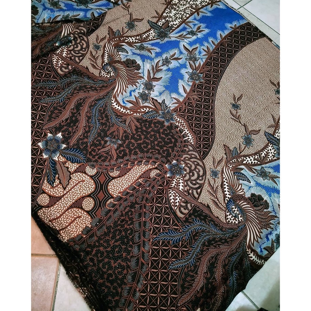 Jual Kain Batik Laweyan Solo Motif galaran manuk warna biru ( Premium