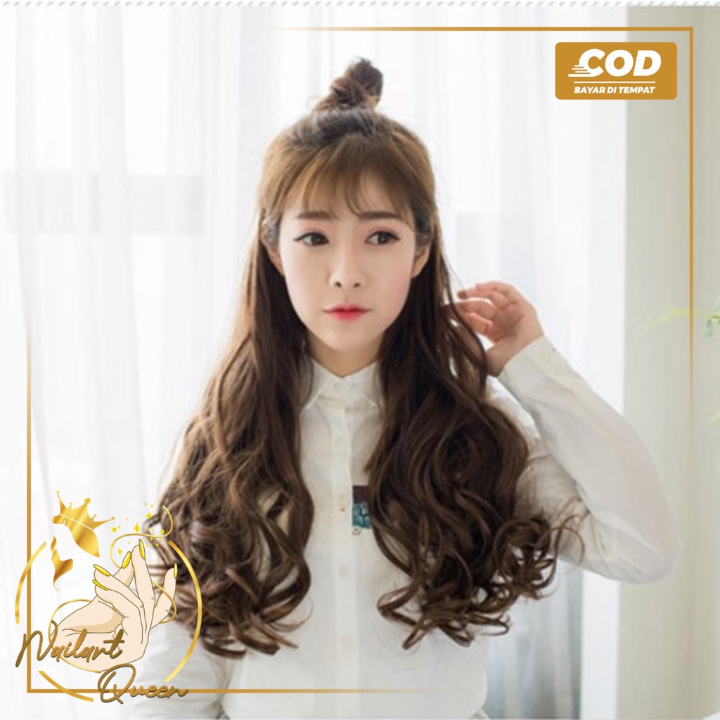 Jual Hairclip Korea Rambut Long Curly Keriting 50cm 60cm Rambut Palsu