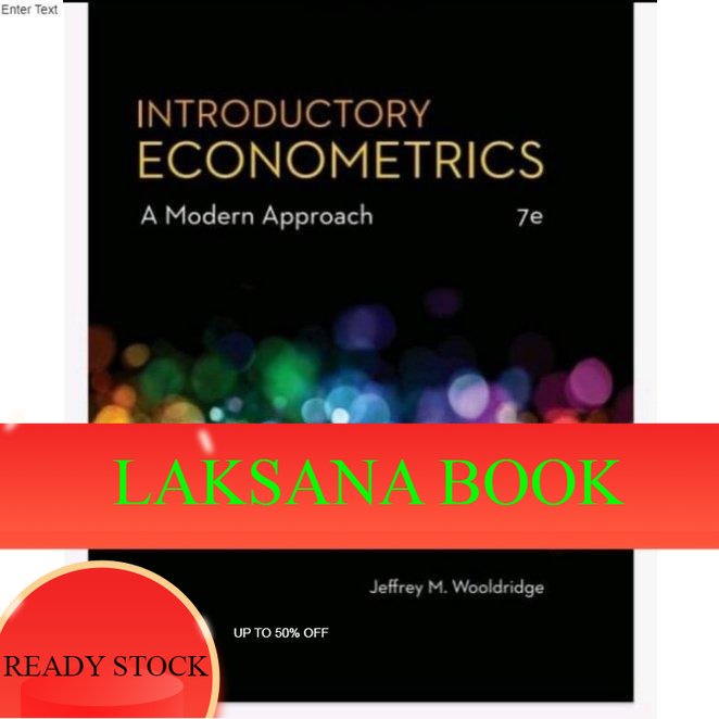 Jual Buku Introductory Econometrics 7e 7th 7 seventh edition by Jeffrei ...