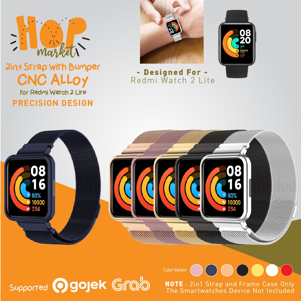 Milan 2in1 Stainless Strap with Bumper Frame Case for Xiaomi Redmi Watch  Lite (Tali Jam Smartwatch dengan Cover Casing)