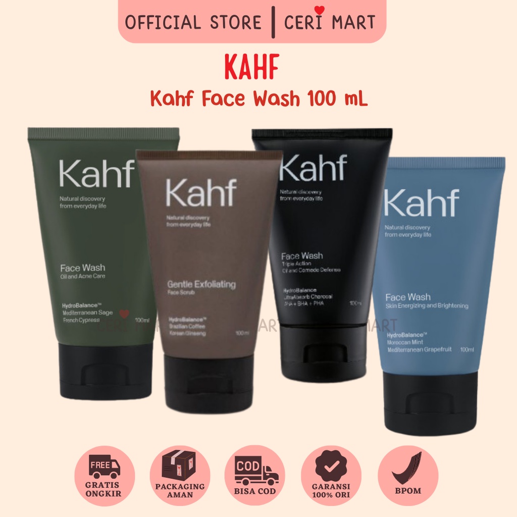 Jual KAHF Face Wash 100ml / Sabun Wajah Pria CLEANSER Shopee Indonesia