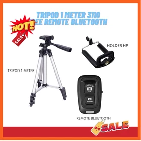 Paket Tripod 1 Meter 3110 Remote Bluetooth Tomsis Wireless Tripod 1 Meter Free Holder U