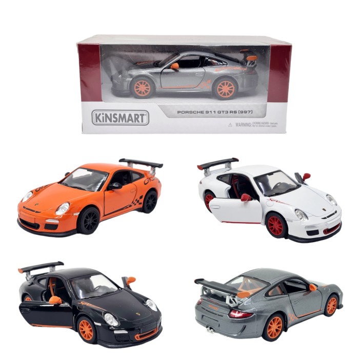 Kinsmart Porsche 911 GT3 RS Modellauto – 1/36 Maßstab, Druckguss, Grau