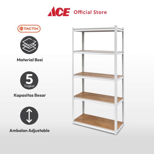 Jual Ace Tactix Rak Besi 5 Tingkat - Putih Storage Rack Metal Tempat ...