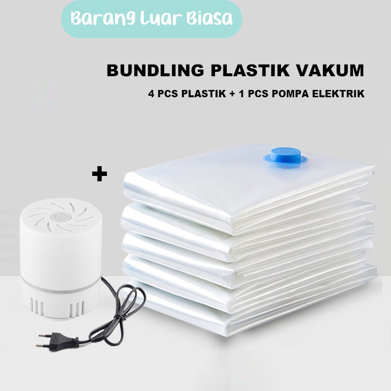 Jual Blb Set Plastik Vacuum Bag Pcs Pompa Listrik Vacuum Pcs Plastik Baju Travel Pvs