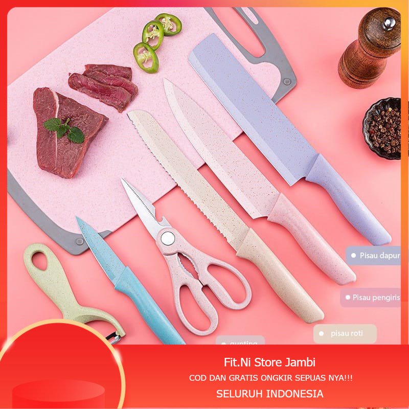 Jual Pisau Dapur Keramik Set 6IN1 EVCRIVERH Stainless Steel Anti