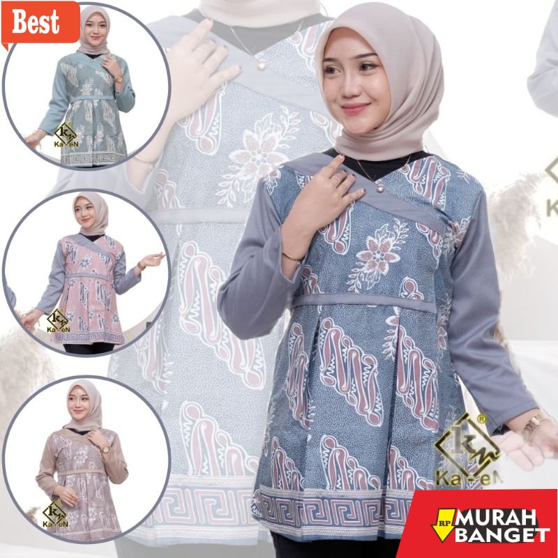 Jual Seragam wanita terbaru- Baju Batik Wanita Blouse Batik Atasan