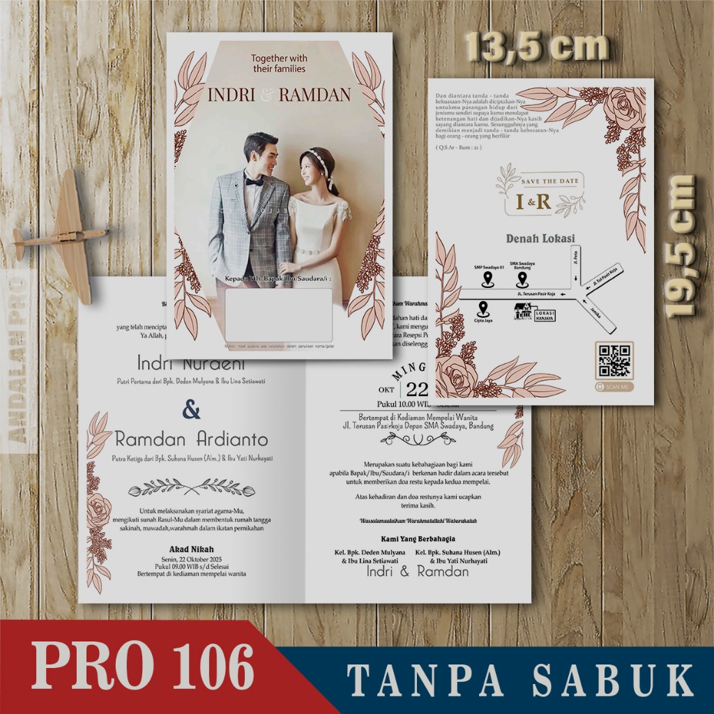 Jual Kode Toko: S9 - Tebal 150 GSM, 50 Desain Undangan Lipat 2 Pakai ...