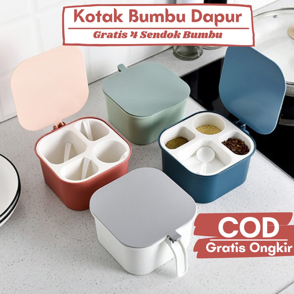 Jual Kotak Bumbu Dapur Set 4 in 1 Tempat Bumbu Dapur Set Wadah Bumbu